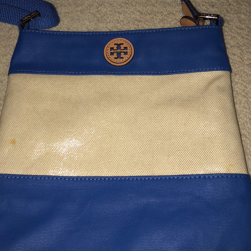 Blue and tan Tory Burch shoulder bag